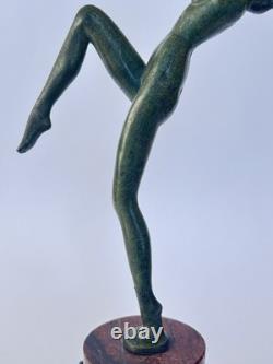 Authentique ancienne SCULPTURE FEMME DANSEUSE BRONZE Art Déco LEVERRIER FAYRAL