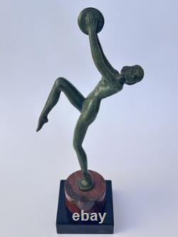 Authentique ancienne SCULPTURE FEMME DANSEUSE BRONZE Art Déco LEVERRIER FAYRAL
