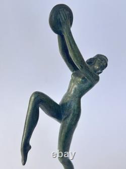 Authentique ancienne SCULPTURE FEMME DANSEUSE BRONZE Art Déco LEVERRIER FAYRAL