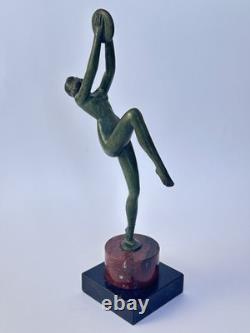 Authentique ancienne SCULPTURE FEMME DANSEUSE BRONZE Art Déco LEVERRIER FAYRAL
