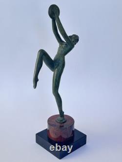 Authentique ancienne SCULPTURE FEMME DANSEUSE BRONZE Art Déco LEVERRIER FAYRAL