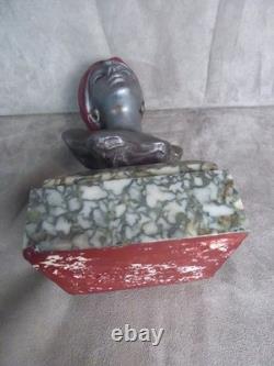 BEAU BUSTE ancien en régule. Signée Emmanuel Villanis