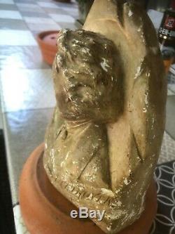 BEETHOVEN Ancien statuette bas relief Buste signé avec tampon au dos en plâtre
