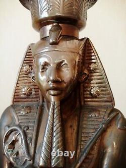 BRONZE-ancienne grande belle statue Egyptienne Toutankhamon