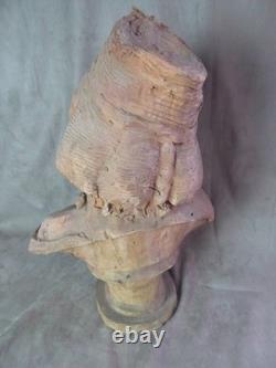 BUSTE en TERRE CUITE ancien. LA JEUNE FILLE. Signé M. Lebbé, 91