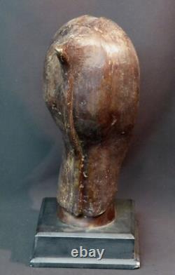 B Art Africain superbe sculpture ancienne bronze visage buste tête 4.7kg35cm