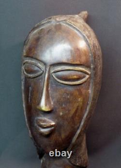B Art Africain superbe sculpture ancienne bronze visage buste tête 4.7kg35cm