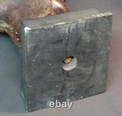 B Art Africain superbe sculpture ancienne bronze visage buste tête 4.7kg35cm