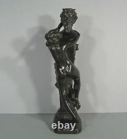 Bacchanale Faune Nymphe Sculpture Bronze Ancien Signé Clodion Fondeur LV