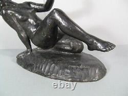 Bacchante Femme Nue Sculpture Bronze Ancien Signé Anna Bass Fondeur Valsuani