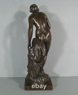 Baigneuse Nymphe Femme Nue Sculpture Bronze Ancien Falconet Réduction Collas