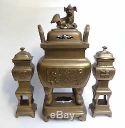 Beau BRÛLE-PARFUM Ancien en Bronze CHIEN FO INDOCHINE VERS 1900