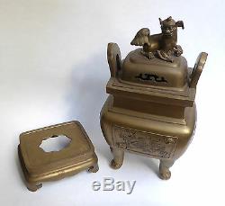 Beau BRÛLE-PARFUM Ancien en Bronze CHIEN FO INDOCHINE VERS 1900