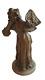 Beau Bronze Statuette Ancien Jeune Femme Avec Un Bouquet De Fleurs