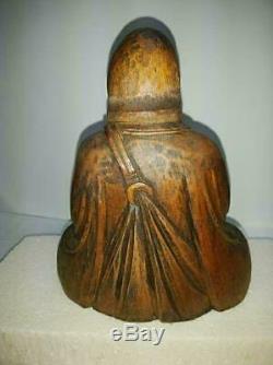 Bois Sculpture Statue de Bouddha Support Japonais Ancien Collection kg305