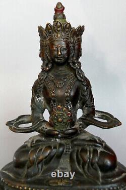 Bouddha Amitabha bronze Ancien Tibet Nepal