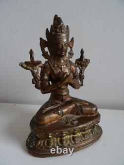 Bouddha Ancienne Statue en Bronze Divinité Inde Hindouisme