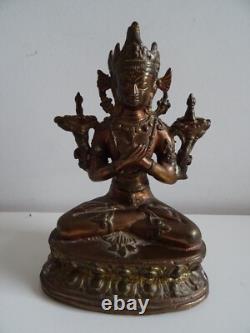 Bouddha Ancienne Statue en Bronze Divinité Inde Hindouisme