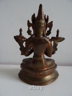 Bouddha Ancienne Statue en Bronze Divinité Inde Hindouisme