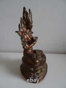 Bouddha Ancienne Statue en Bronze Divinité Inde Hindouisme