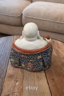 Bouddha Rieur Ancien Céramique Chine Feng Shui Statue 16 cm