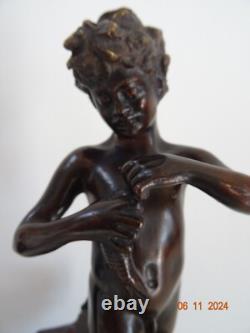 Bronze Ancien Enfant Au Poisson Signe Vincenzo Cinque (1852-1929)