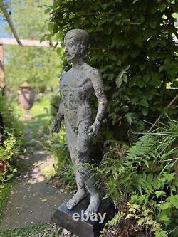 Bronze Homme Chair Mâle Sculpture Vert Ancien Statue Grec Guerrier Figurine