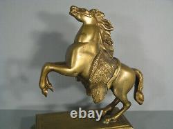 Bronze Patiné Cheval Cabré Ancienne Sculpture Statue Animalière
