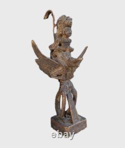 Bronze Statue, Figurine Ancienne de Vishnu, Garuda. Sculpture Statuette Asie