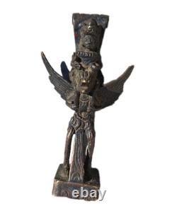 Bronze Statue, Figurine Ancienne de Vishnu, Garuda. Sculpture Statuette Asie