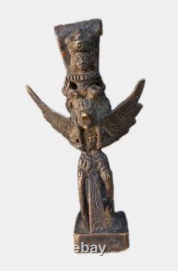 Bronze Statue, Figurine Ancienne de Vishnu, Garuda. Sculpture Statuette Asie