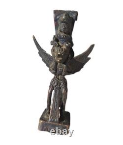 Bronze Statue, Figurine Ancienne de Vishnu, Garuda. Sculpture Statuette Asie