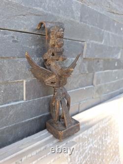 Bronze Statue, Figurine Ancienne de Vishnu, Garuda. Sculpture Statuette Asie