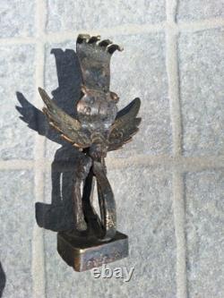 Bronze Statue, Figurine Ancienne de Vishnu, Garuda. Sculpture Statuette Asie