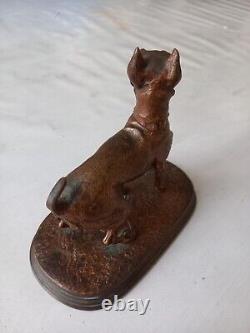 Bronze animalier ancien Chienne à la Balle chien signé Pierre Jules MENE