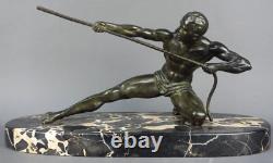 Bronze art déco LE TIREUR A LA CORDE signé E BLOCHET 1930 FONTE ANCIENNE marin