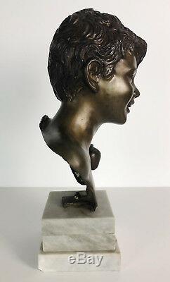 Buste Ancien En Bronze D'un Jeune Homme Signé Giovanni Martino (1870-1935)