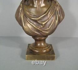 Buste Christ A La Couronne D'épines Sculpture Bronze Ancien Signé Bulio