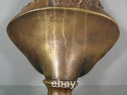 Buste Christ A La Couronne D'épines Sculpture Bronze Ancien Signé Bulio