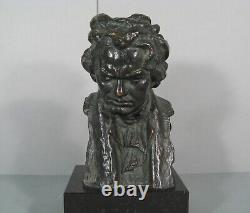 Buste De Ludwig Van Beethoven Sculpture Bronze Ancien Signé Baret
