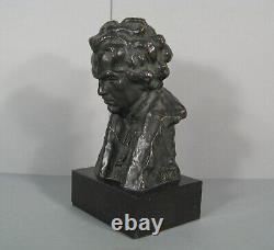Buste De Ludwig Van Beethoven Sculpture Bronze Ancien Signé Baret