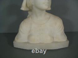 Buste Jeanne D'arc Sculpture Ancienne Albtre Signé Pugi