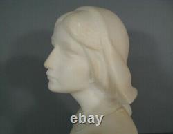 Buste Jeanne D'arc Sculpture Ancienne Albtre Signé Pugi