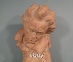 Buste Portrait De Beethoven Ancienne Sculpture Terre Cuite Signée Bouraine