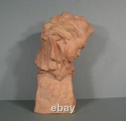 Buste Portrait De Beethoven Ancienne Sculpture Terre Cuite Signée Bouraine