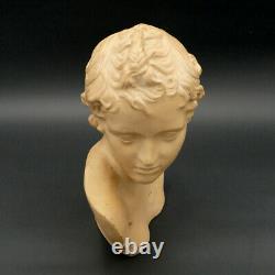 Buste jeune garçon à l'antique, terre cuite peinte, XXè. Sculpture statue ancien