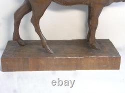 CERF BOIS SCULPTE FORET NOIRE ANCIENNE GRANDE SCULPTURE ANIMALIÈRE signé