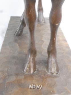 CERF BOIS SCULPTE FORET NOIRE ANCIENNE GRANDE SCULPTURE ANIMALIÈRE signé