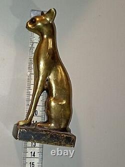 CHAT ÉGYPTIEN DÉESSE BASTET ancien statue bronze 12 cm