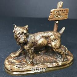 CHIEN DE GARDE bronze non signé Fonte ancienne vintage ancien antique $